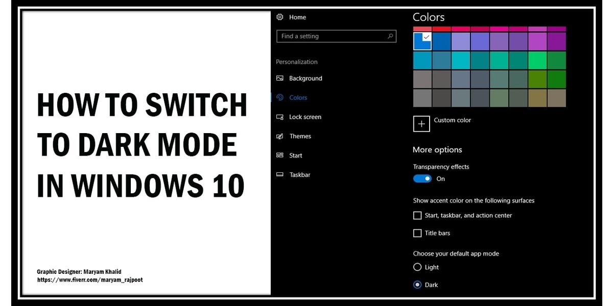 dark mode in windows 10